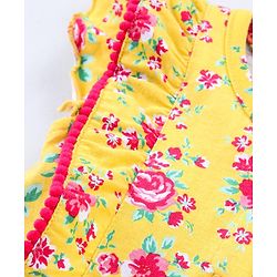 Babyhug Half Sleeves Jumpsuit with Inner Tee Floral Print - Yellow