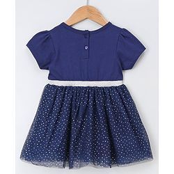 Babyhug Half Sleeves Frock Frozen Print - Navy