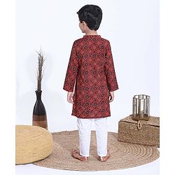 Babyhug Full Sleeves Kurta & Pajama Set Shape Print - Maroon