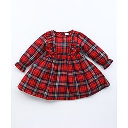 Babyhug Yarn Dyed Checked Frock with Stockings - Multicolour