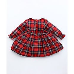 Babyhug Yarn Dyed Checked Frock with Stockings - Multicolour