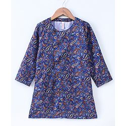 Babyhug Full Sleeves Kurta and Dhoti Set Paisley Print - Blue Red