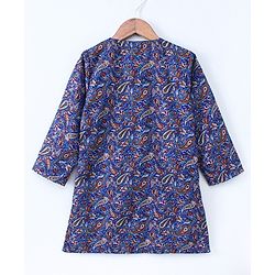 Babyhug Full Sleeves Kurta and Dhoti Set Paisley Print - Blue Red