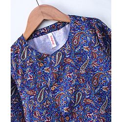 Babyhug Full Sleeves Kurta and Dhoti Set Paisley Print - Blue Red