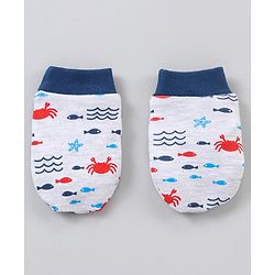 Babyhug 100% Cotton Cap Mitten Booties Set - Multicolour