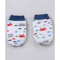 Babyhug 100% Cotton Cap Mitten Booties Set - Multicolour