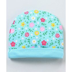 Babyhug 100% Cotton Cap Mitten Booties Set - Blue