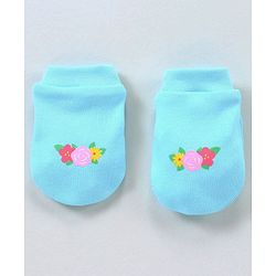 Babyhug 100% Cotton Cap Mitten Booties Set - Blue