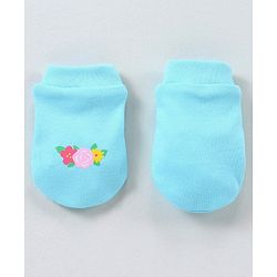 Babyhug 100% Cotton Cap Mitten Booties Set - Blue