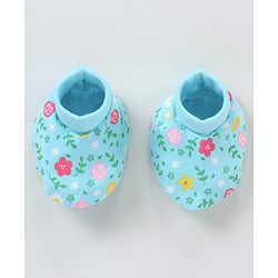 Babyhug 100% Cotton Cap Mitten Booties Set - Blue